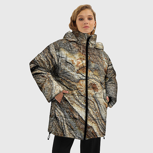 Женская зимняя куртка Камень stone / 3D-Черный – фото 3