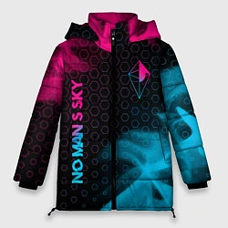 Куртка зимняя женская No Mans Sky - neon gradient: надпись, символ, цвет: 3D-черный