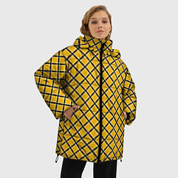 Куртка зимняя женская Черно-желтый клетчатый узор, цвет: 3D-светло-серый — фото 2