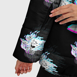 Куртка зимняя женская Cyberpunk 2077 neon samurai glitch art colors, цвет: 3D-светло-серый — фото 2