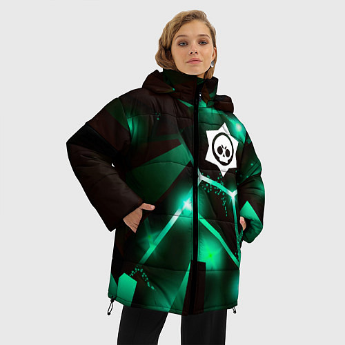 Женская зимняя куртка Brawl Stars разлом плит / 3D-Черный – фото 3