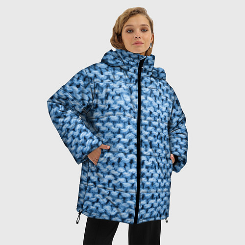 Женская зимняя куртка Грубая шерстяная вязка - мода / 3D-Черный – фото 3