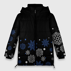 Куртка зимняя женская Снежинки - Новогодние, цвет: 3D-светло-серый