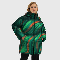 Куртка зимняя женская Абстрактные объёмные полосы, цвет: 3D-черный — фото 2
