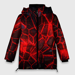 Куртка зимняя женская Кристаллы в красных нитях, цвет: 3D-черный