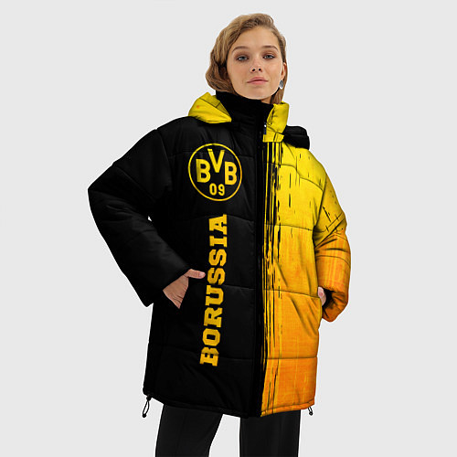 Женская зимняя куртка Borussia - gold gradient: по-вертикали / 3D-Черный – фото 3
