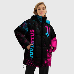 Куртка зимняя женская Juventus - neon gradient: надпись, символ, цвет: 3D-черный — фото 2