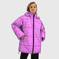 Куртка зимняя женская Много сердец розовое, цвет: 3D-красный — фото 2