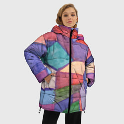 Куртка зимняя женская Геометрия акварель, цвет: 3D-светло-серый — фото 2