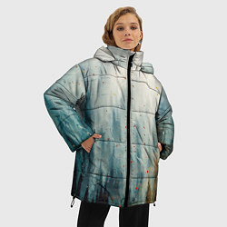 Куртка зимняя женская Абстрактные водянистые паттерны и краски, цвет: 3D-светло-серый — фото 2