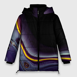 Куртка зимняя женская Фиолетовые краски во тьме, цвет: 3D-светло-серый