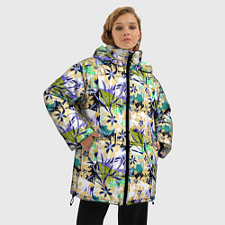 Куртка зимняя женская Цветочный узор на фоне в горошек, цвет: 3D-светло-серый — фото 2