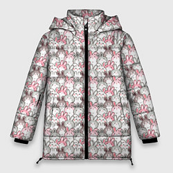 Куртка зимняя женская Маленький зайчики паттерн, цвет: 3D-светло-серый
