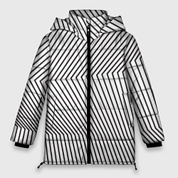 Куртка зимняя женская Ломанные линии и оптическая иллюзия, цвет: 3D-светло-серый