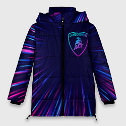 Куртка зимняя женская Lamborghini neon speed lines, цвет: 3D-черный