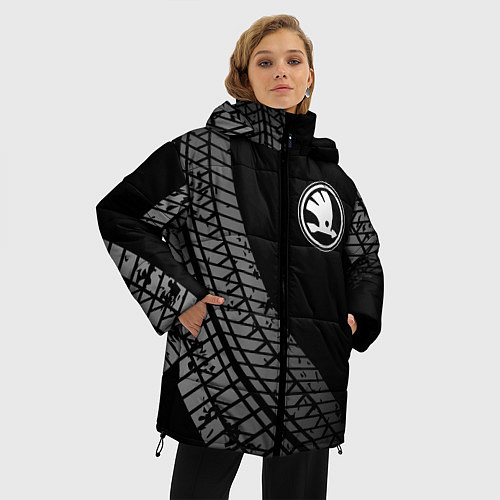 Женская зимняя куртка Skoda tire tracks / 3D-Черный – фото 3