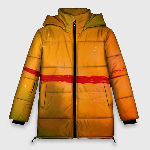 Женская зимняя куртка Оранжевый туман и красная краска / 3D-Красный – фото 1