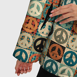 Куртка зимняя женская Peace symbol pattern, цвет: 3D-черный — фото 2