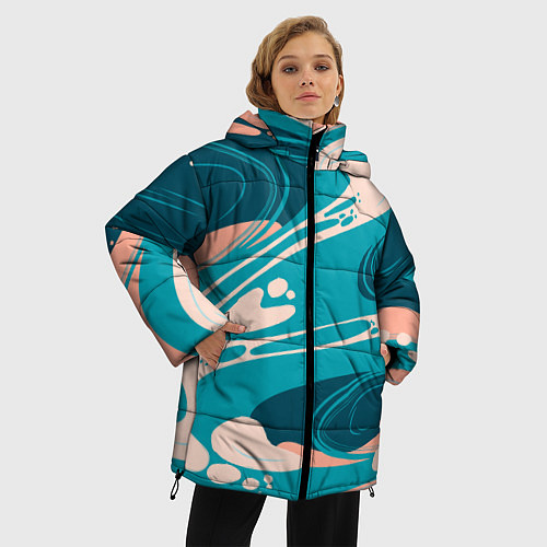 Женская зимняя куртка Абстрактные разводы - текстура / 3D-Черный – фото 3