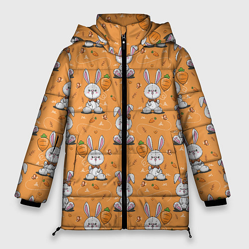 Женская зимняя куртка Паттерн из зайчиков / 3D-Красный – фото 1