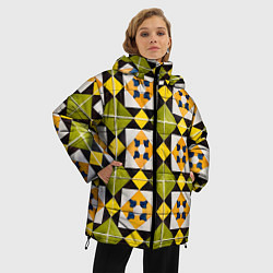 Куртка зимняя женская Геометрический золотистый паттерн, цвет: 3D-черный — фото 2