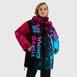 Куртка зимняя женская Tokyo Ghoul - neon gradient: по-вертикали, цвет: 3D-черный — фото 2