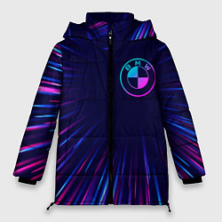 Куртка зимняя женская BMW neon speed lines, цвет: 3D-черный