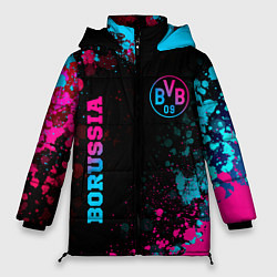 Куртка зимняя женская Borussia - neon gradient: надпись, символ, цвет: 3D-черный