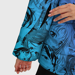 Куртка зимняя женская Ахегао красивый неон, цвет: 3D-черный — фото 2