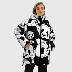 Куртка зимняя женская С пандами паттерн, цвет: 3D-черный — фото 2