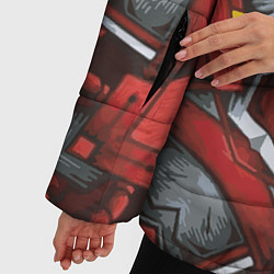 Куртка зимняя женская Калейдоскоп из красных узоров, цвет: 3D-светло-серый — фото 2