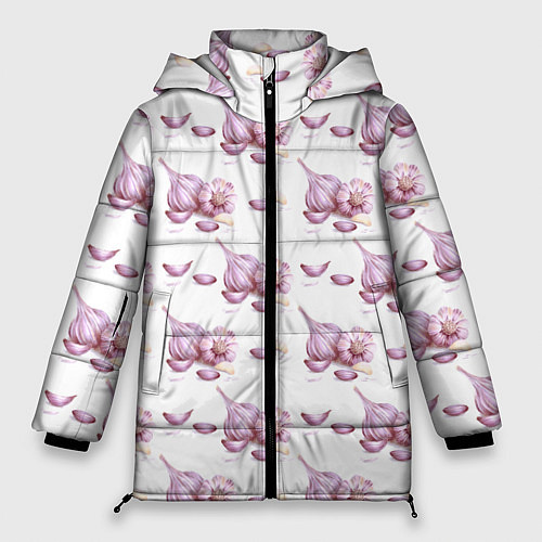 Женская зимняя куртка Чеснок с зубчиками - паттерн / 3D-Светло-серый – фото 1