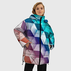 Куртка зимняя женская Объёмные разноцветные кубы, цвет: 3D-черный — фото 2