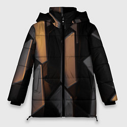 Куртка зимняя женская Абстрактные тёмные геометрические блоки, цвет: 3D-черный
