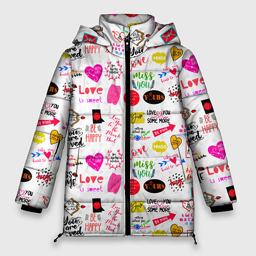 Женская зимняя куртка Love inscriptions / 3D-Светло-серый – фото 1