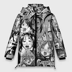 Куртка зимняя женская Ахегао паттерн, цвет: 3D-светло-серый