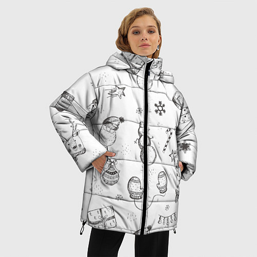 Женская зимняя куртка Новогодний настрой / 3D-Черный – фото 3