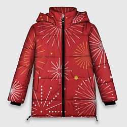 Куртка зимняя женская Горящие снежинки, цвет: 3D-красный