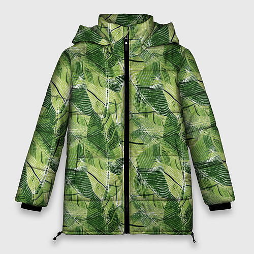 Женская зимняя куртка Милитари листья крупные / 3D-Красный – фото 1