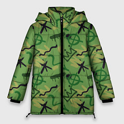 Куртка зимняя женская Милитари граффити, цвет: 3D-черный