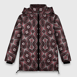 Куртка зимняя женская Розовый , коричневый калейдоскопический орнамент, цвет: 3D-светло-серый