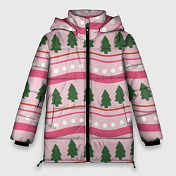 Куртка зимняя женская Новогодний свитер: розовый, цвет: 3D-черный