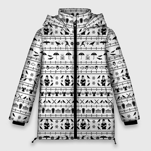 Женская зимняя куртка Black pattern Wednesday Addams / 3D-Светло-серый – фото 1