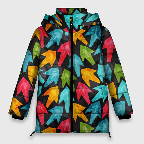 Женская зимняя куртка Разноцветные стрелы / 3D-Красный – фото 1