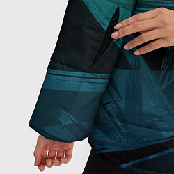 Куртка зимняя женская Черный абстрактный узор на сине-зеленом фоне, цвет: 3D-черный — фото 2