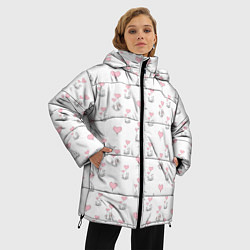 Куртка зимняя женская Зверушки, родительская любовь, цвет: 3D-светло-серый — фото 2