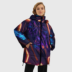 Куртка зимняя женская Разнообразные неоновые линии, цвет: 3D-черный — фото 2