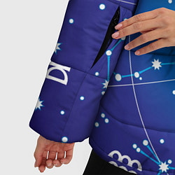 Куртка зимняя женская Кролик символ 2023 на карте звездного неба, цвет: 3D-черный — фото 2