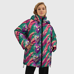 Куртка зимняя женская Паттерн кристальные сердца, цвет: 3D-светло-серый — фото 2