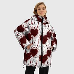 Куртка зимняя женская Паттерн разбитое сердце, цвет: 3D-черный — фото 2